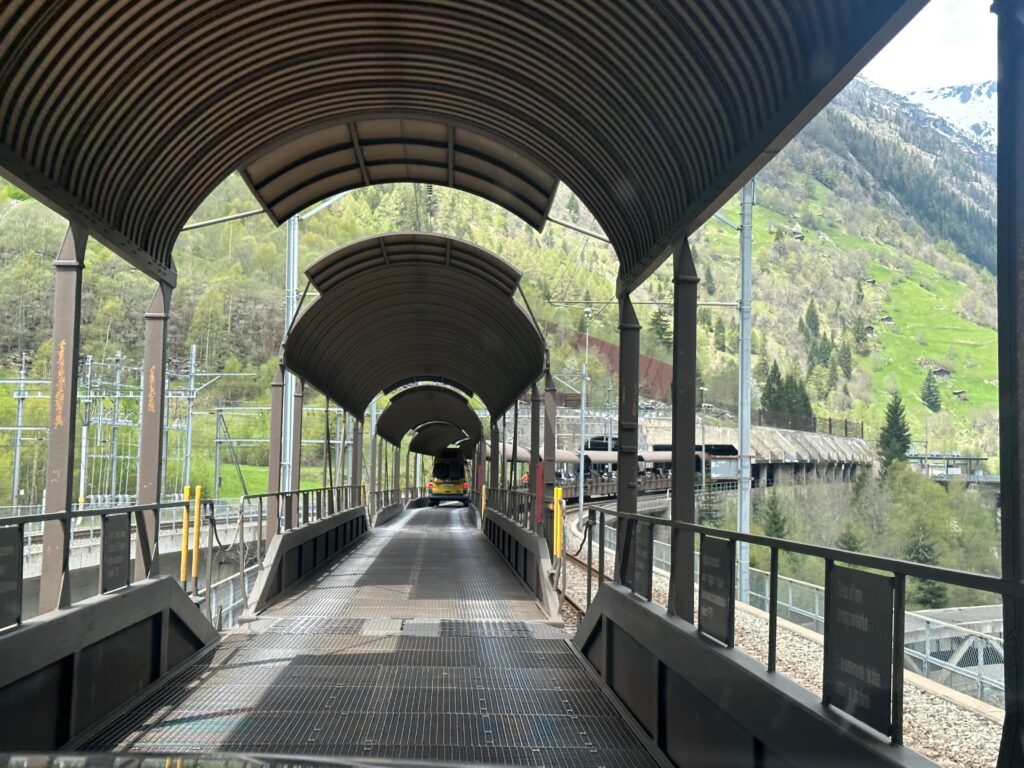 Lotschberg tunnel car train, Goppenstein